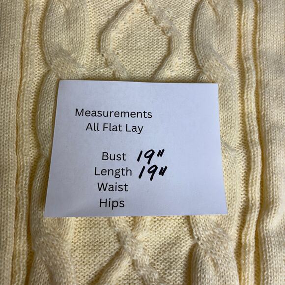 Soft Pastel Yellow Cropped Cableknit Short Sleeve Sweater Women XL Trending Chic - Picture 7 of 8